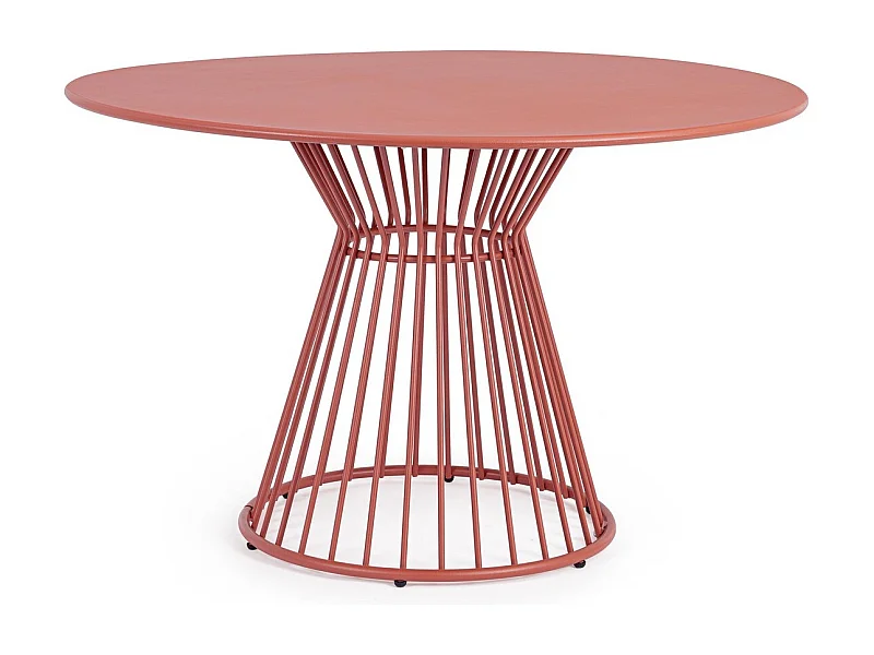 Table ronde en acier mate KEVIN 120cm – Intérieur et extérieur-Terracotta