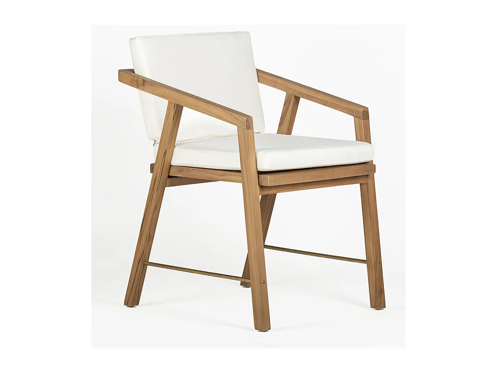 KIRO fauteuil van teakhout en witte stof