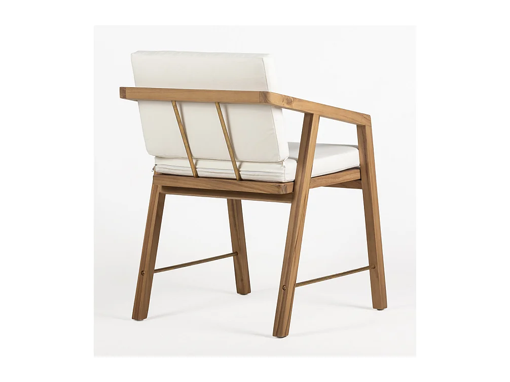 KIRO fauteuil van teakhout en witte stof