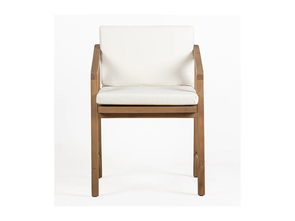 KIRO fauteuil van teakhout en witte stof