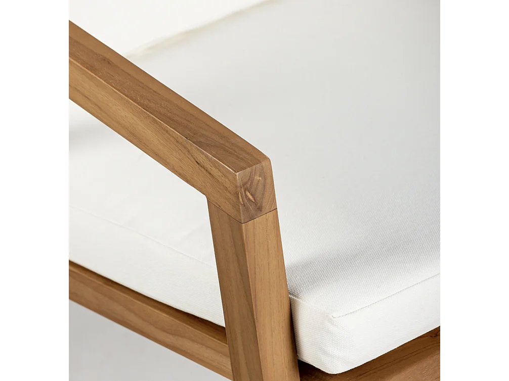 KIRO fauteuil van teakhout en witte stof