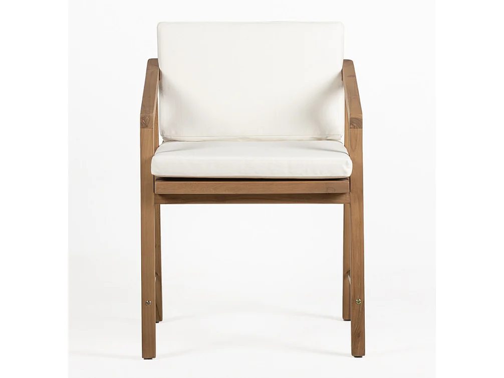 Fauteuil en bois de teck et tissu blanc KIRO