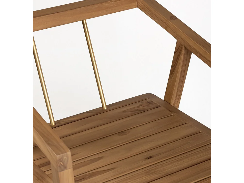 Fauteuil en bois de teck et tissu blanc KIRO