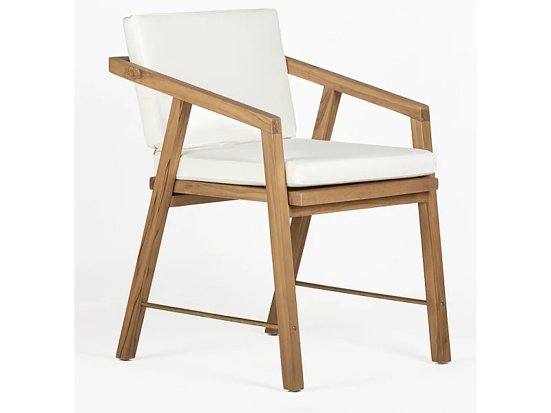 Fauteuil en bois de teck et tissu blanc KIRO