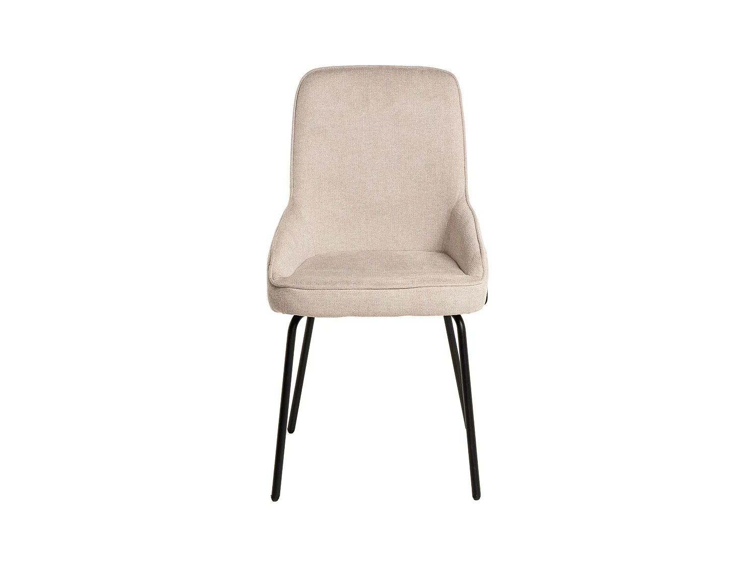 Chaise moderne tissu beige clair et pieds métal noir Loven