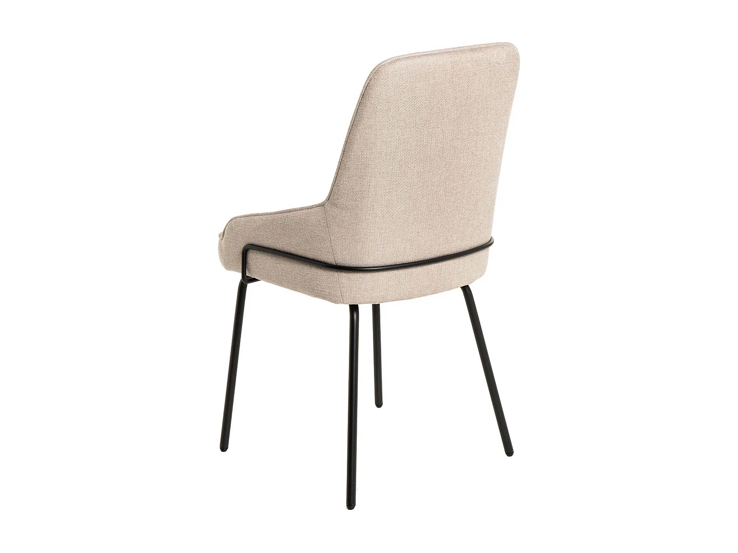 Chaise moderne tissu beige clair et pieds métal noir Loven