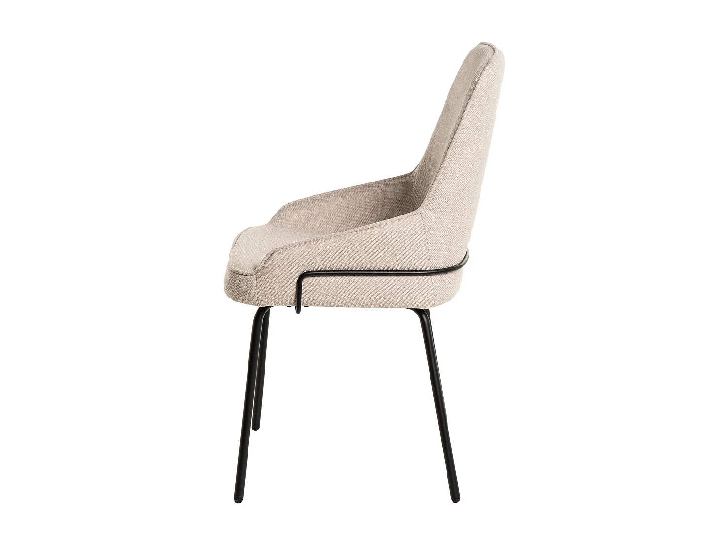 Chaise moderne tissu beige clair et pieds métal noir Loven
