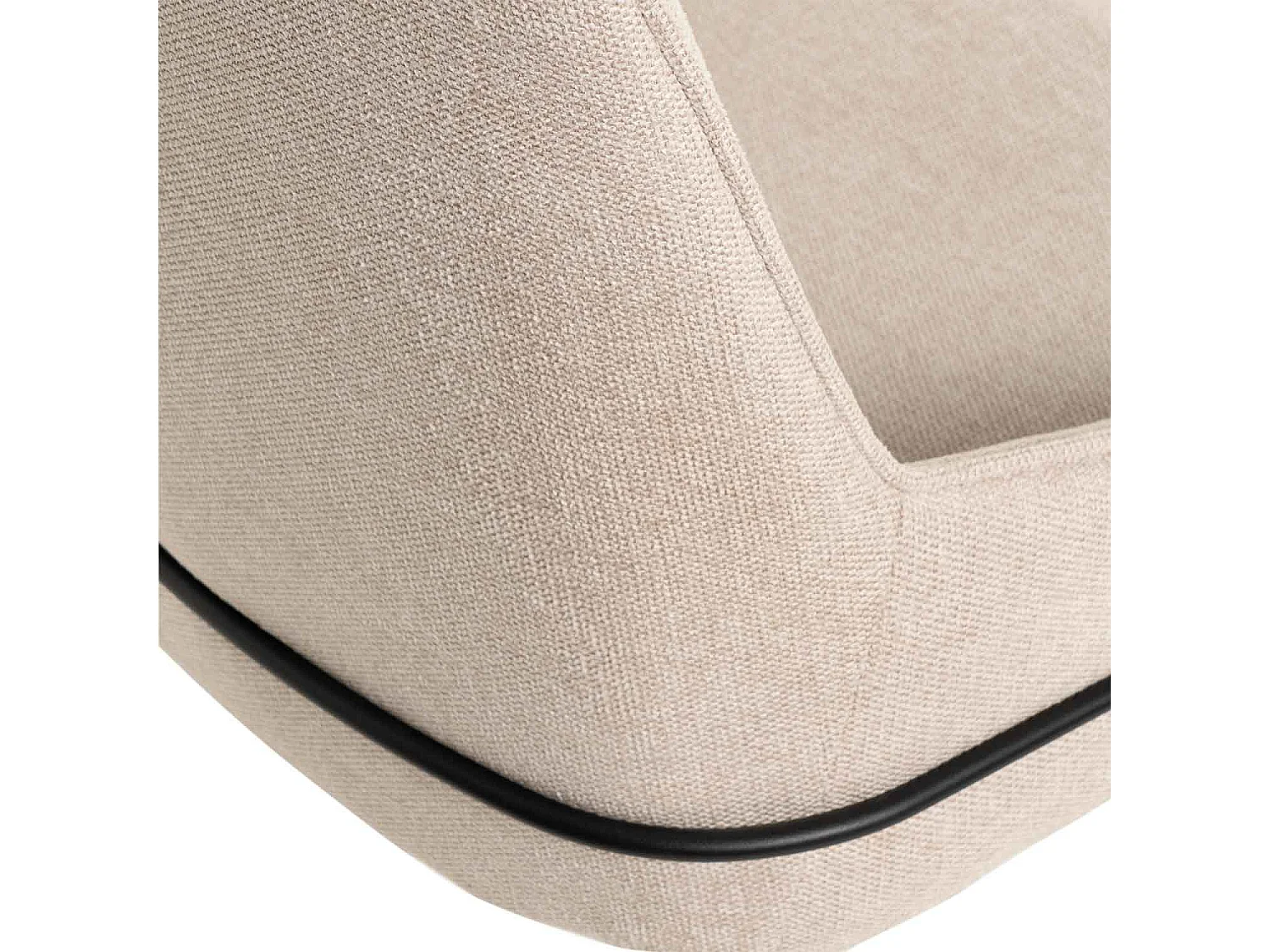 Chaise moderne tissu beige clair et pieds métal noir Loven