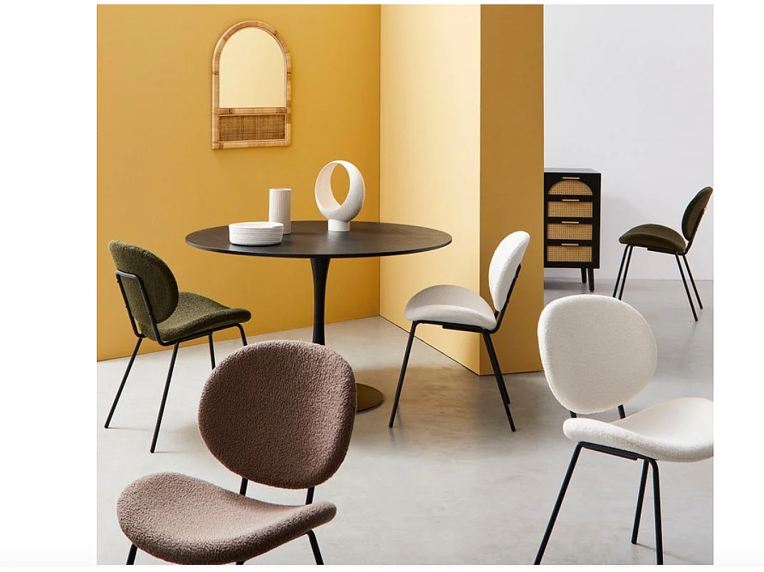 Lot de 2 Chaises tissu effet bouclette Maddy – Élégance moderne et confort optimal-Vert olive