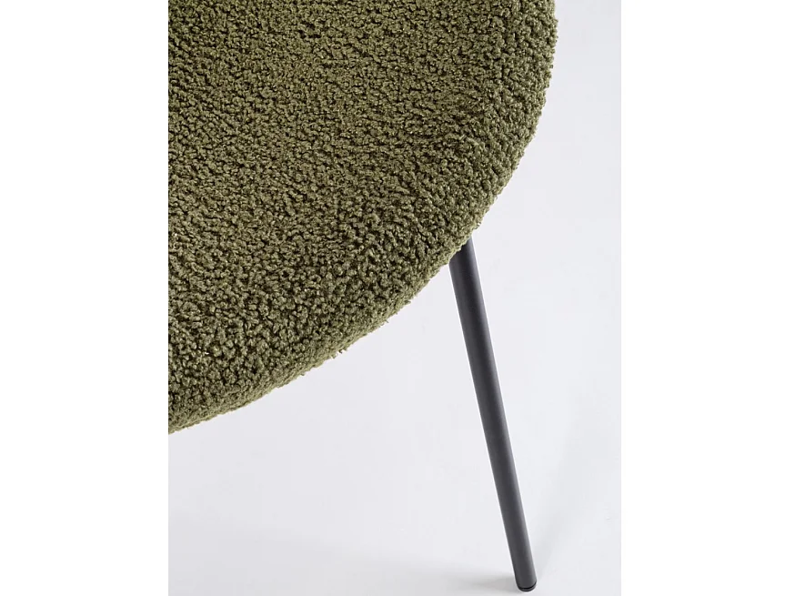 Lot de 2 Chaises tissu effet bouclette Maddy – Élégance moderne et confort optimal-Vert olive