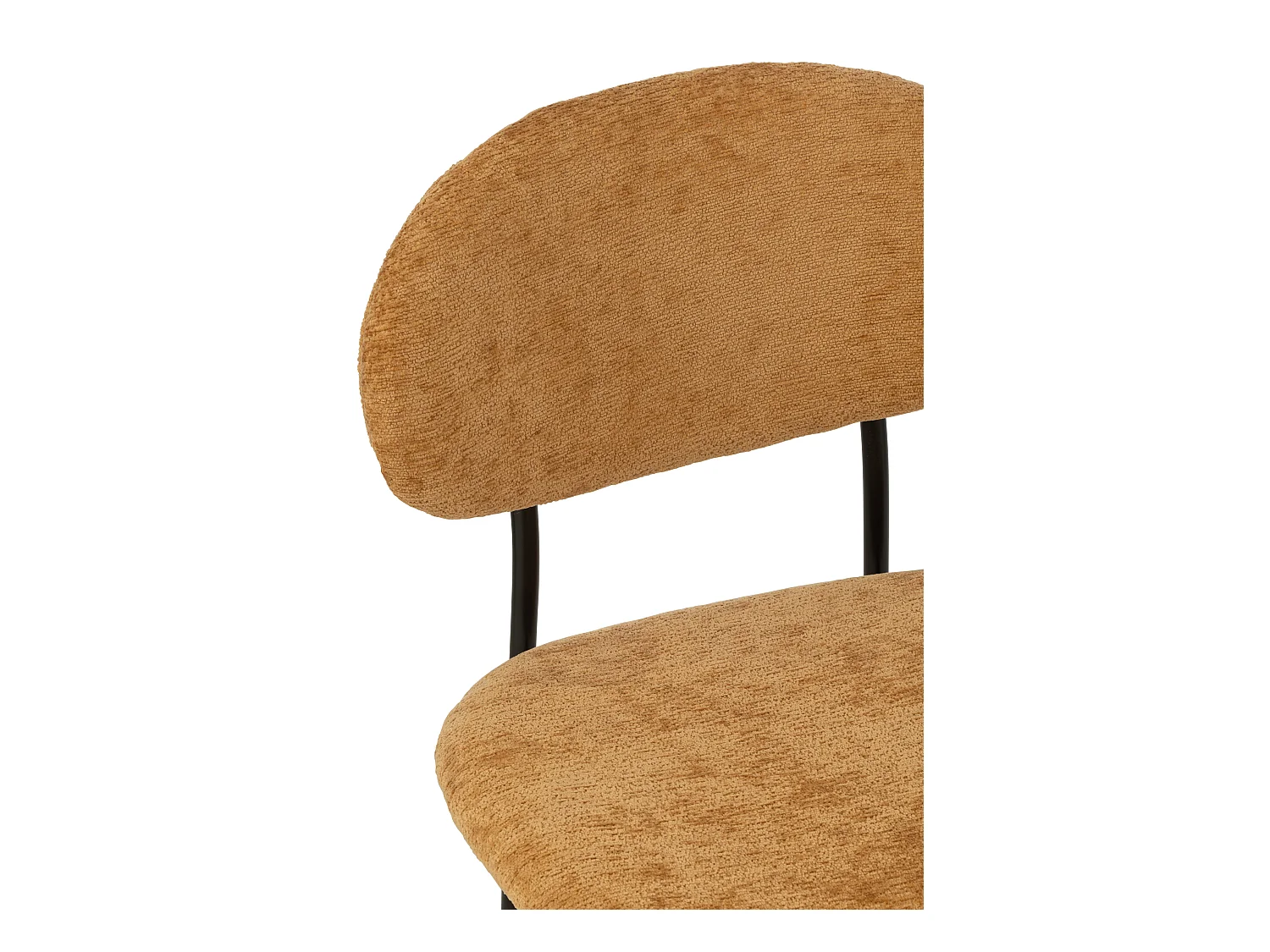 Chaise design AKOZ tissu doux et structure acier noir mat-Jaune moutarde