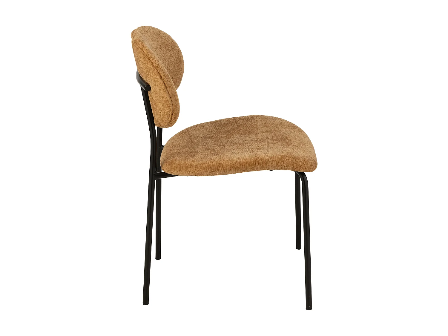 Chaise design AKOZ tissu doux et structure acier noir mat-Jaune moutarde