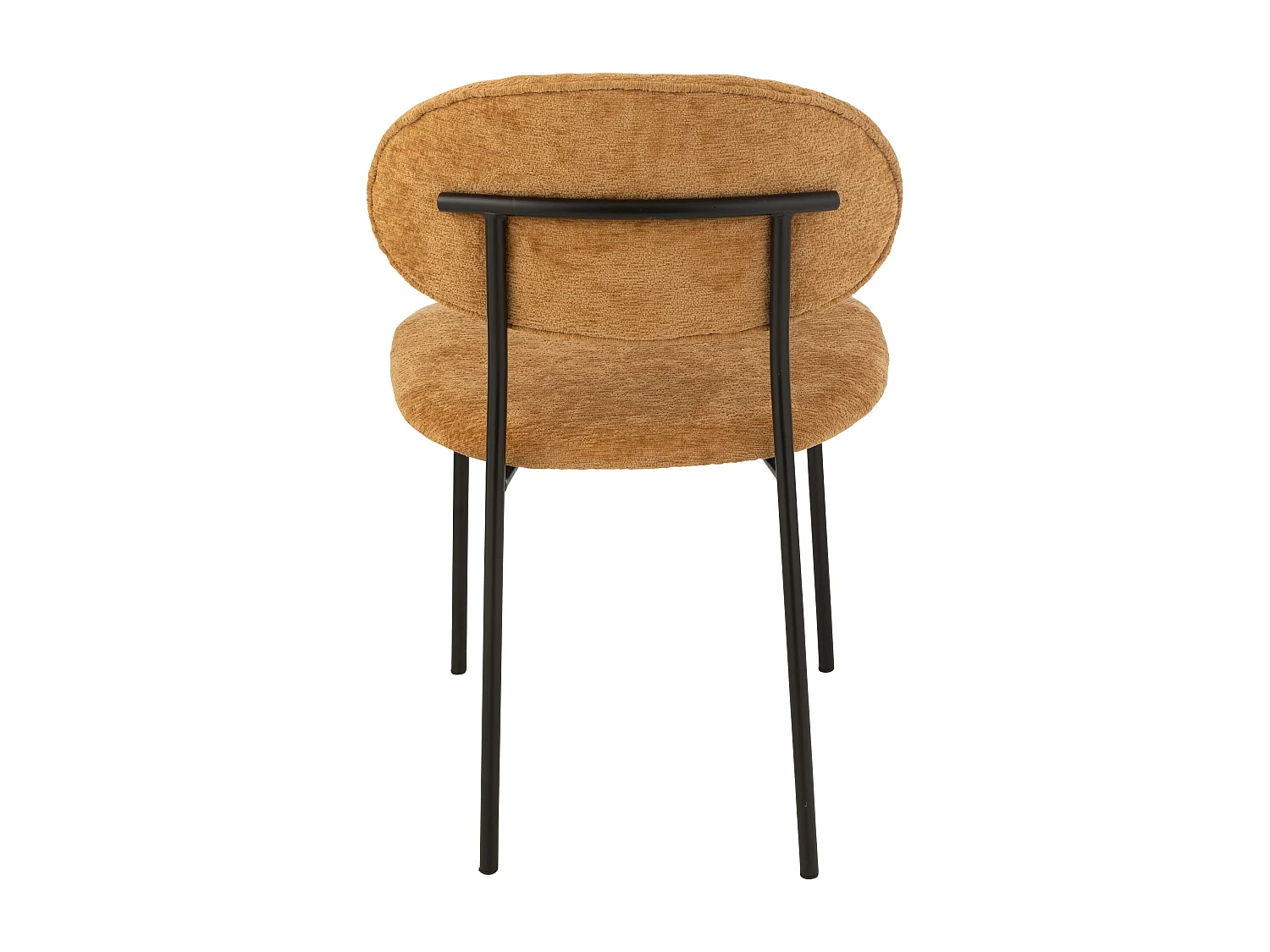 Chaise design AKOZ tissu doux et structure acier noir mat-Jaune moutarde