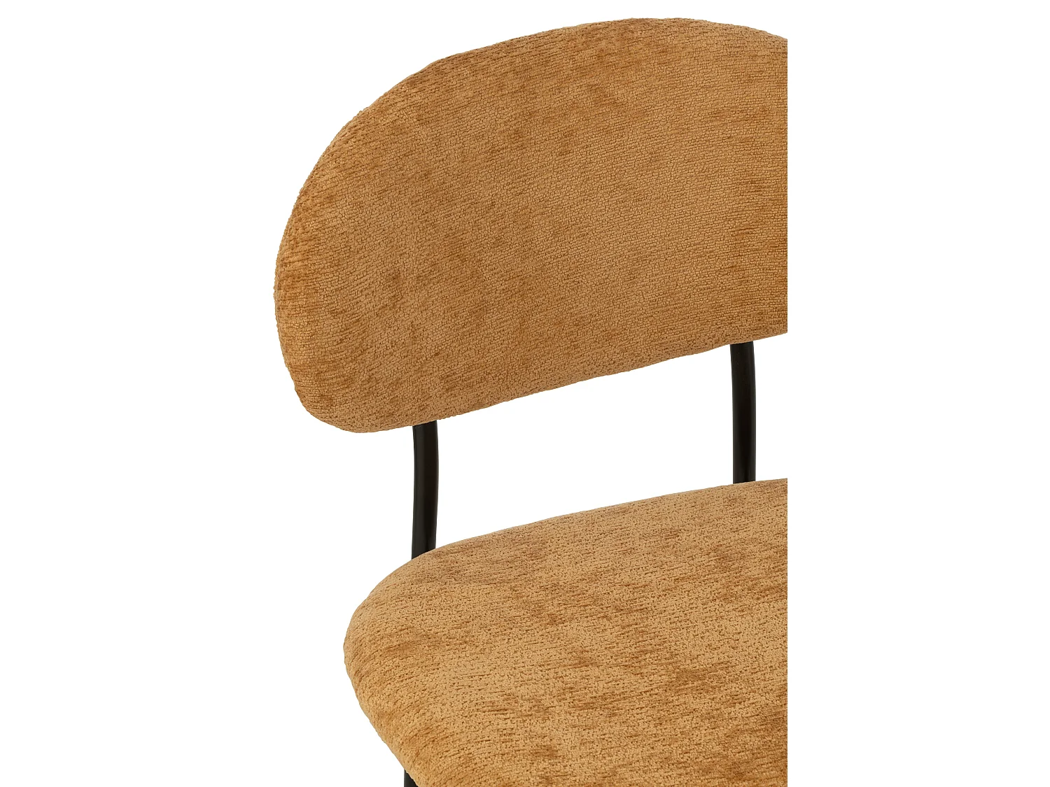 Chaise design AKOZ tissu doux et structure acier noir mat-Jaune moutarde