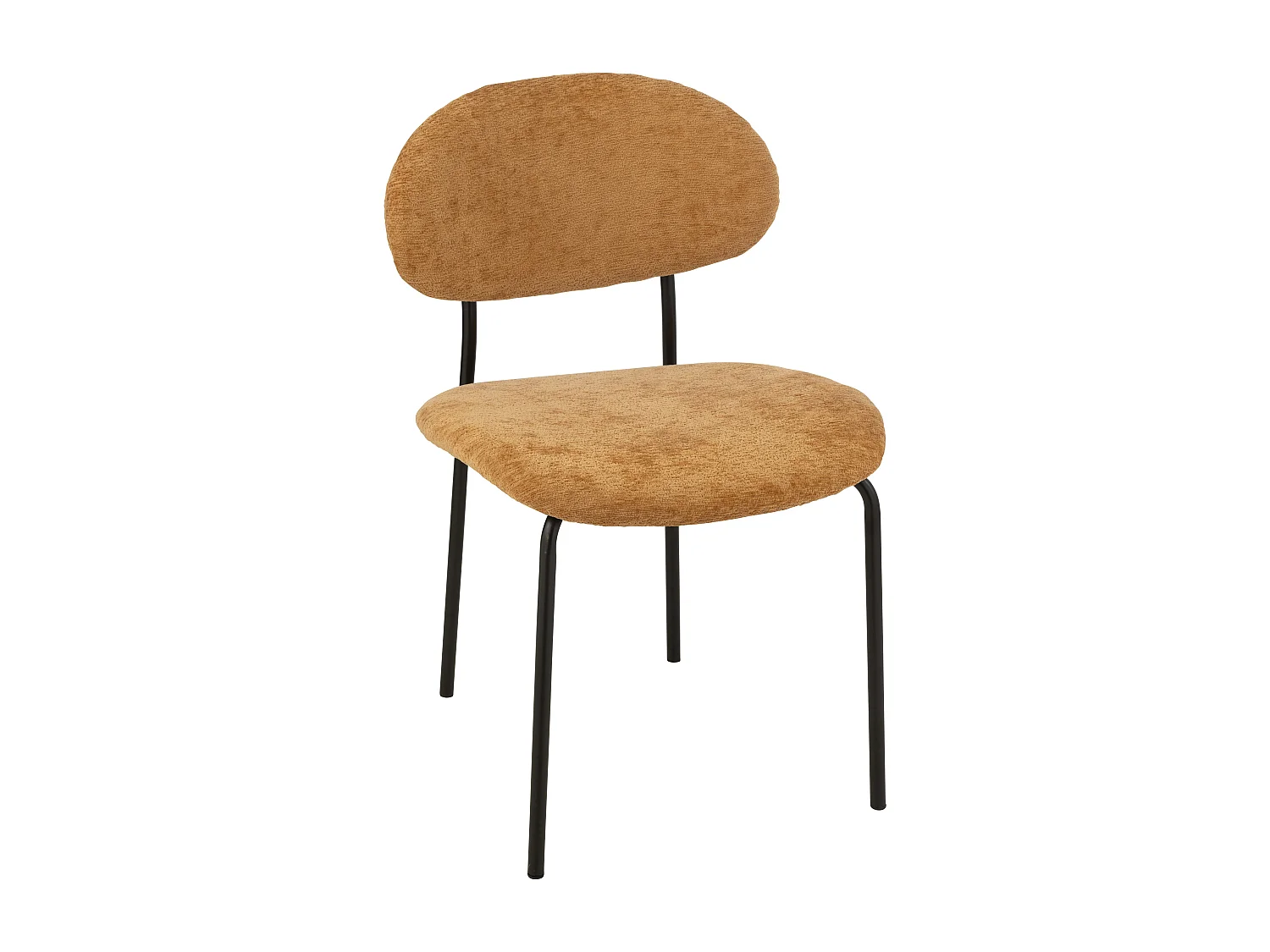 Chaise design AKOZ tissu doux et structure acier noir mat-Jaune moutarde