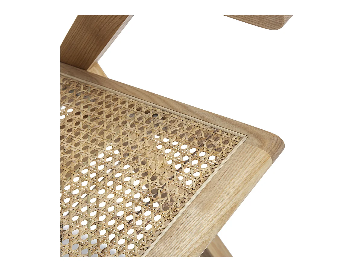 Eikenhouten fauteuil met armleuningen en natuurlijk rotan Arkin