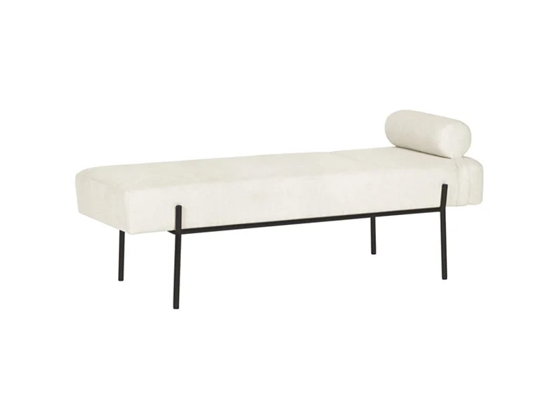 Banquette moderne en tissu et métal noir laqué BARCALO 140cm-Crème