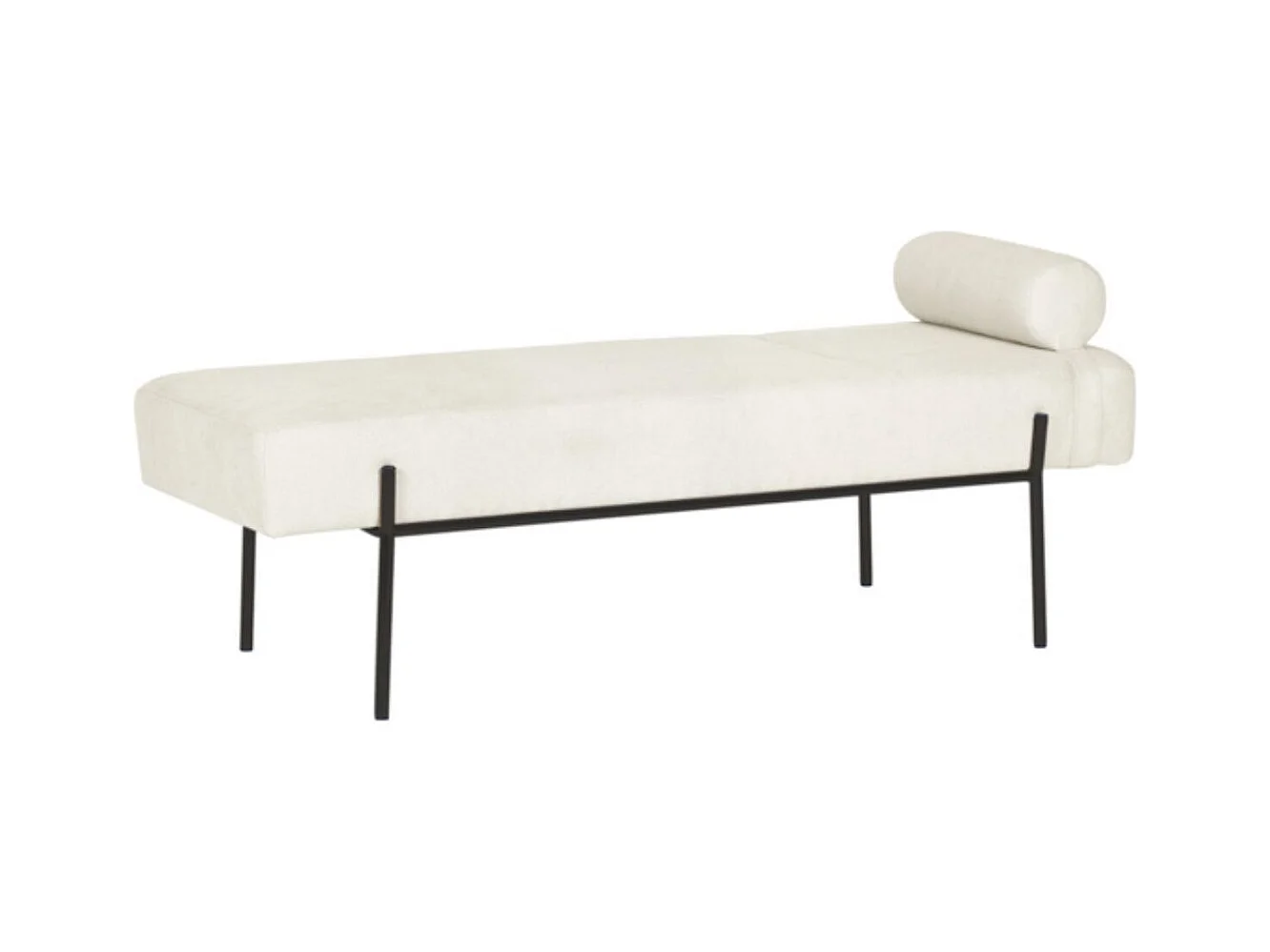 Banquette moderne en tissu et métal noir laqué BARCALO 140cm-Crème