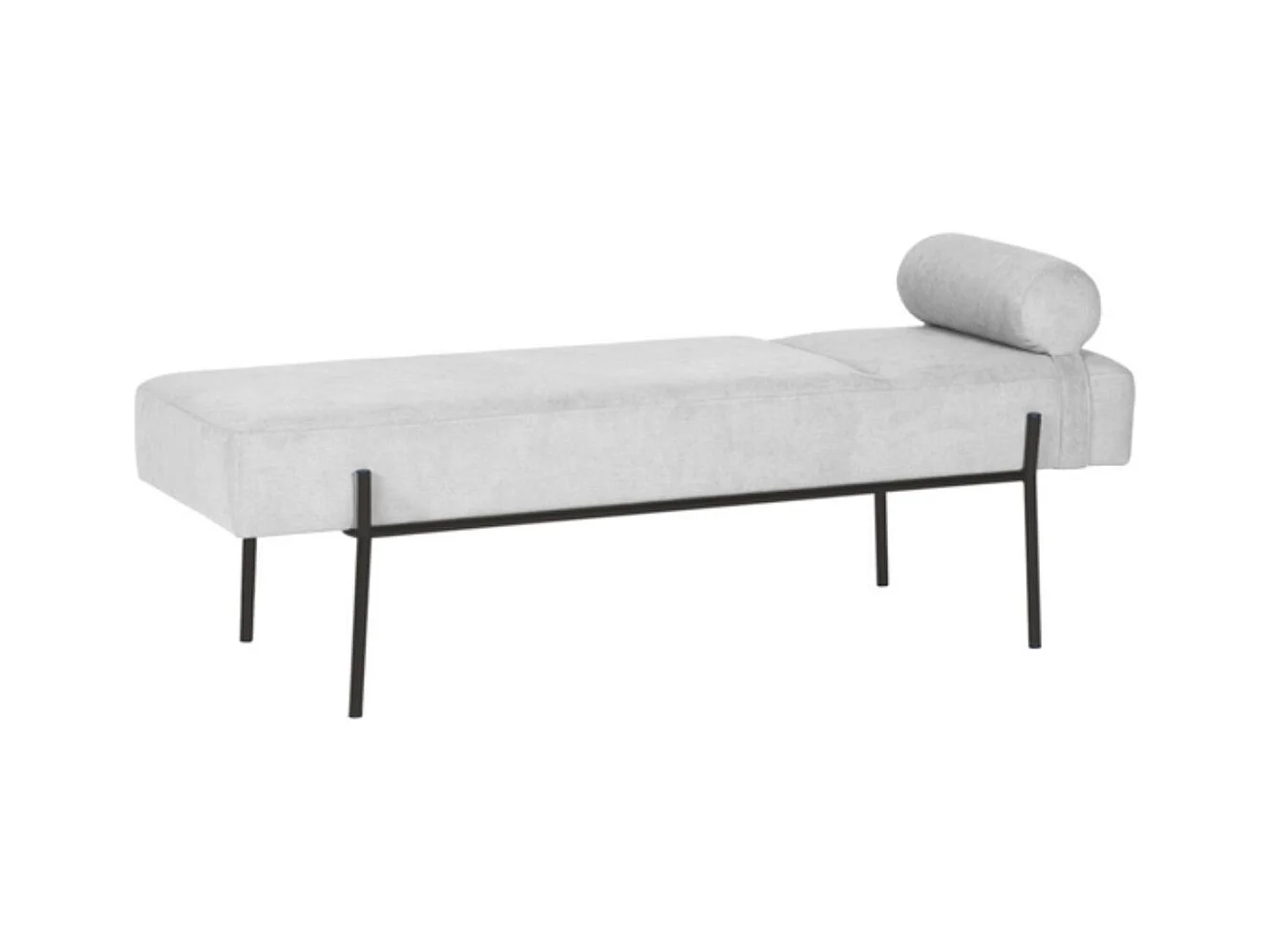 Banquette moderne en tissu et métal noir laqué BARCALO 140cm-Crème