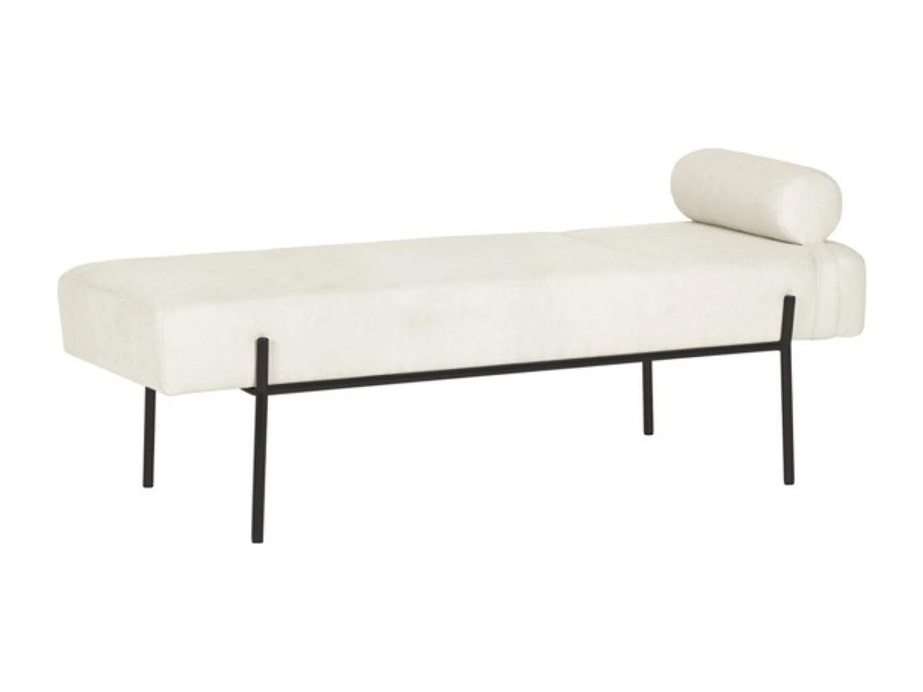 Banquette moderne en tissu et métal noir laqué BARCALO 140cm-Crème
