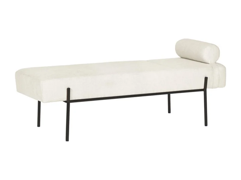 Banquette moderne en tissu et métal noir laqué BARCALO 140cm-Crème