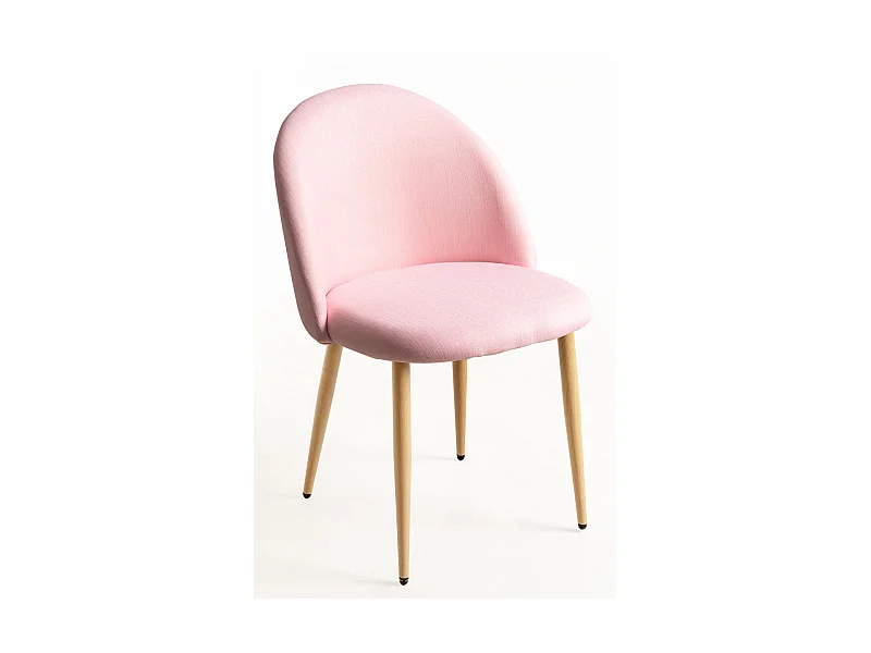 Lot de 2 chaises Kazon - Tissu élégant et pieds métal effet bois clair-Rose