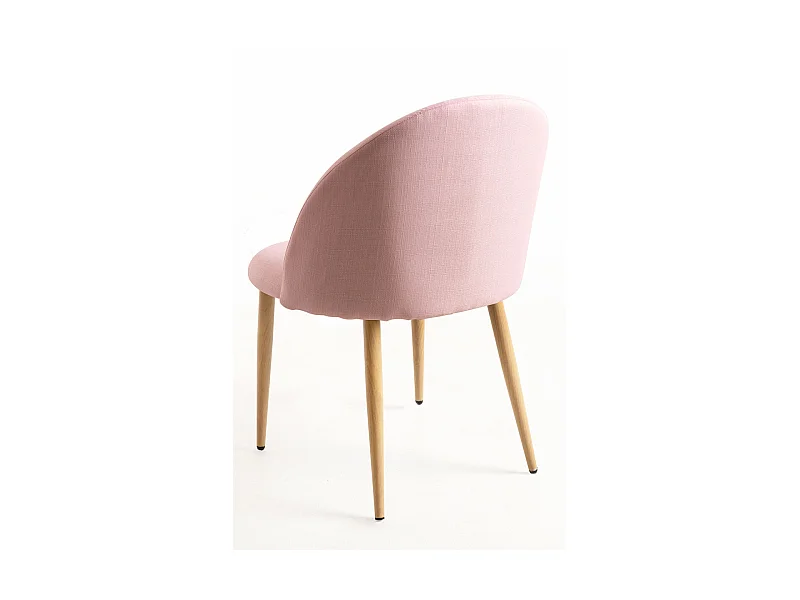 Lot de 2 chaises Kazon - Tissu élégant et pieds métal effet bois clair-Rose