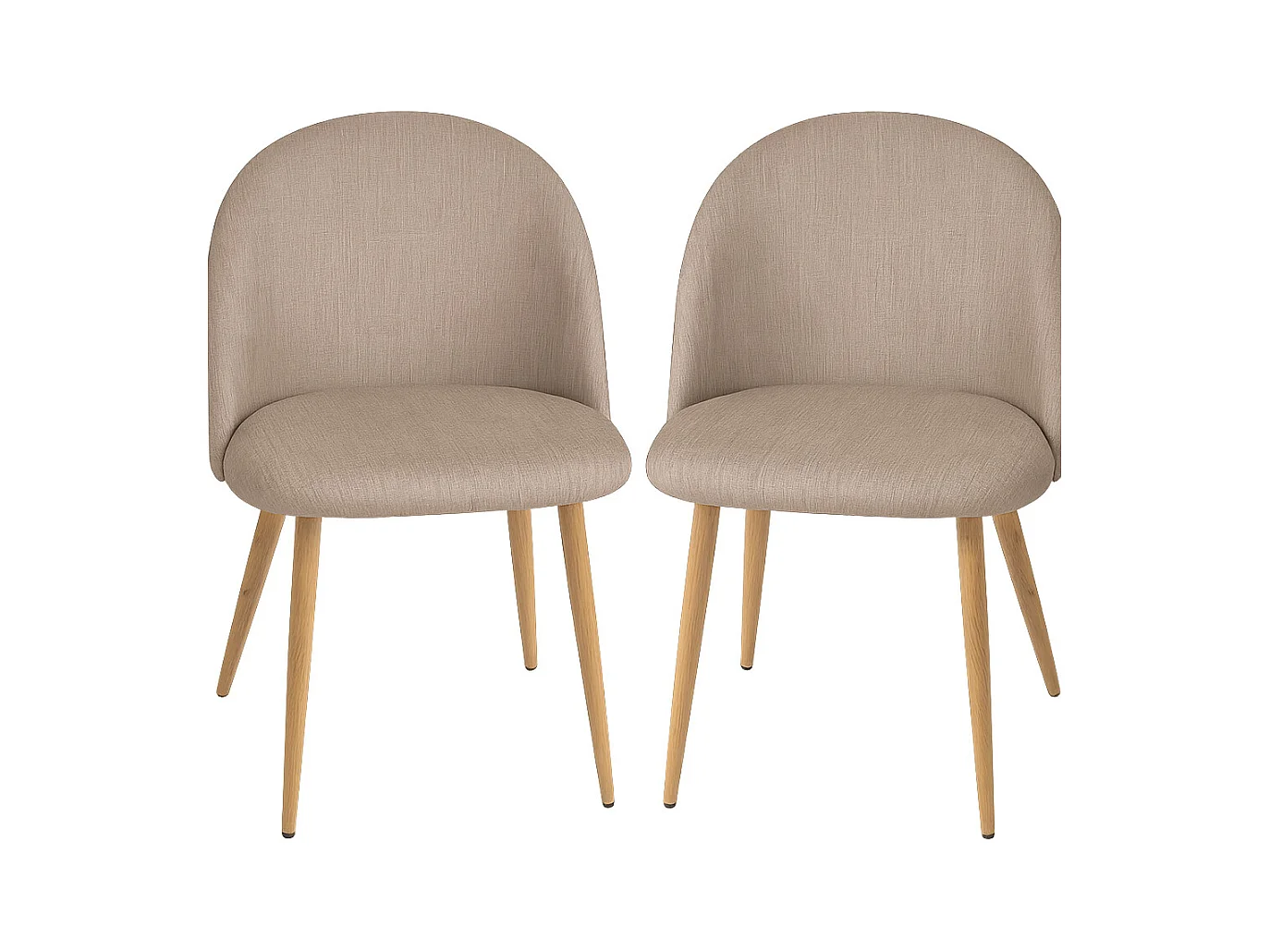 Lot de 2 chaises Kazon - Tissu élégant et pieds métal effet bois clair-Rose