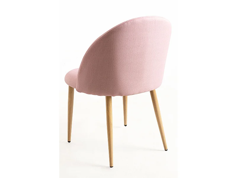 Lot de 2 chaises Kazon - Tissu élégant et pieds métal effet bois clair-Rose