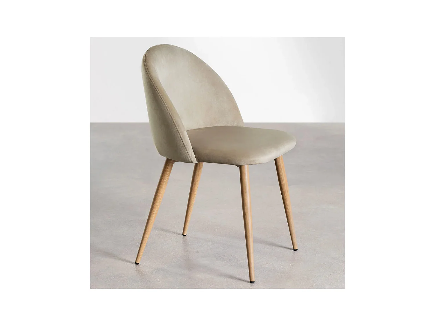 Chaise VIDA confort moderne - Velours et pieds en métal effet bois naturel-Vert foncé