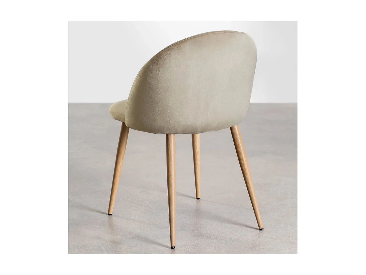 Chaise VIDA confort moderne - Velours et pieds en métal effet bois naturel-Vert foncé