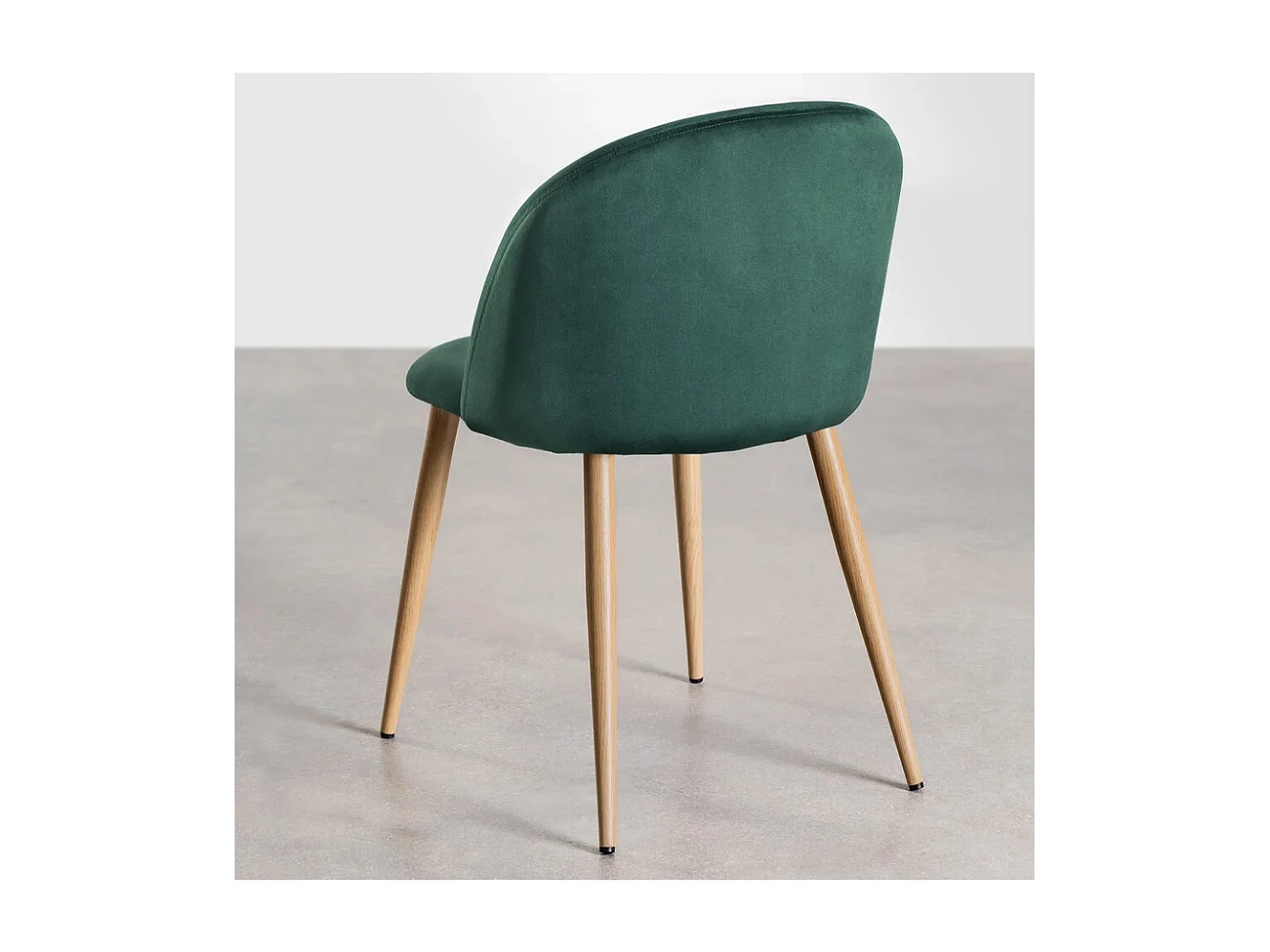 Chaise VIDA confort moderne - Velours et pieds en métal effet bois naturel-Vert foncé
