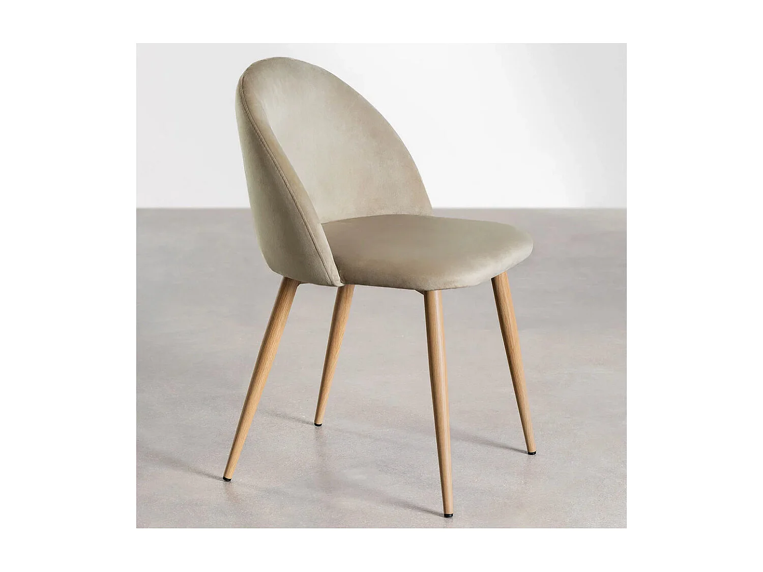 Chaise VIDA confort moderne - Velours et pieds en métal effet bois naturel-Vert foncé