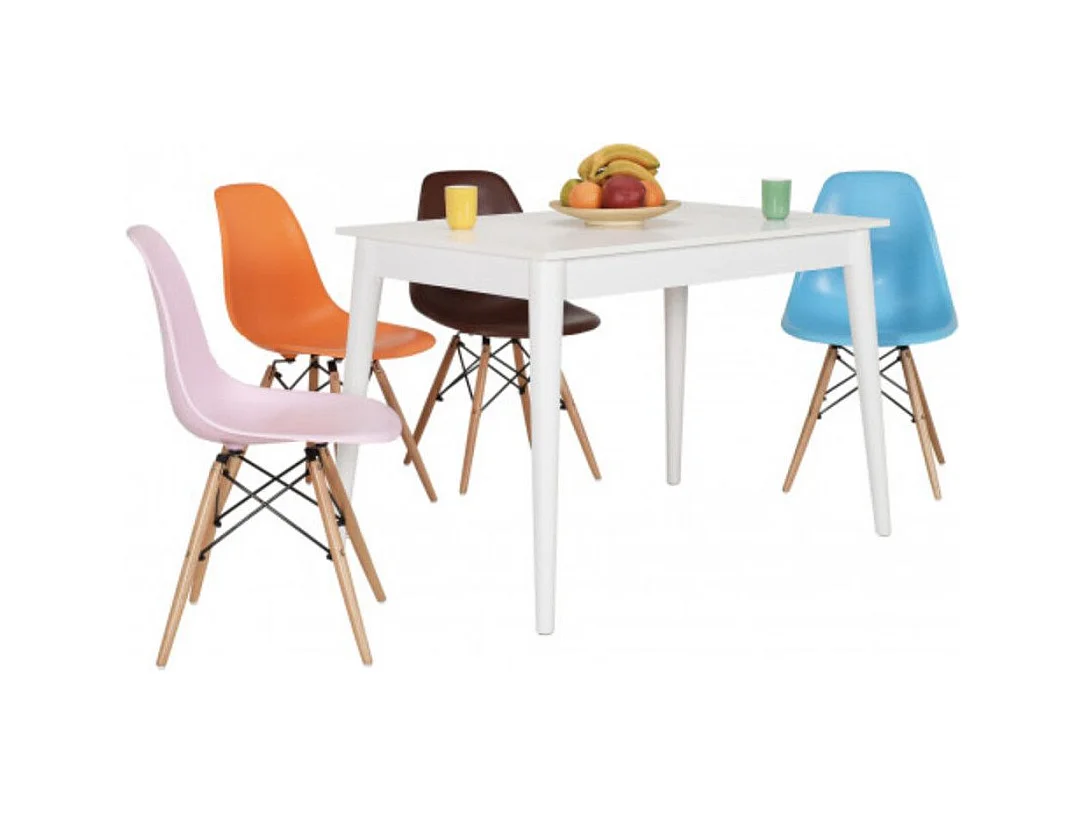 Table de cuisine blanche 6 places Kouby 110cm
