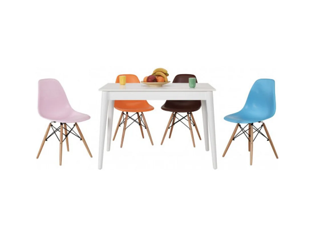 Table de cuisine blanche 6 places Kouby 110cm