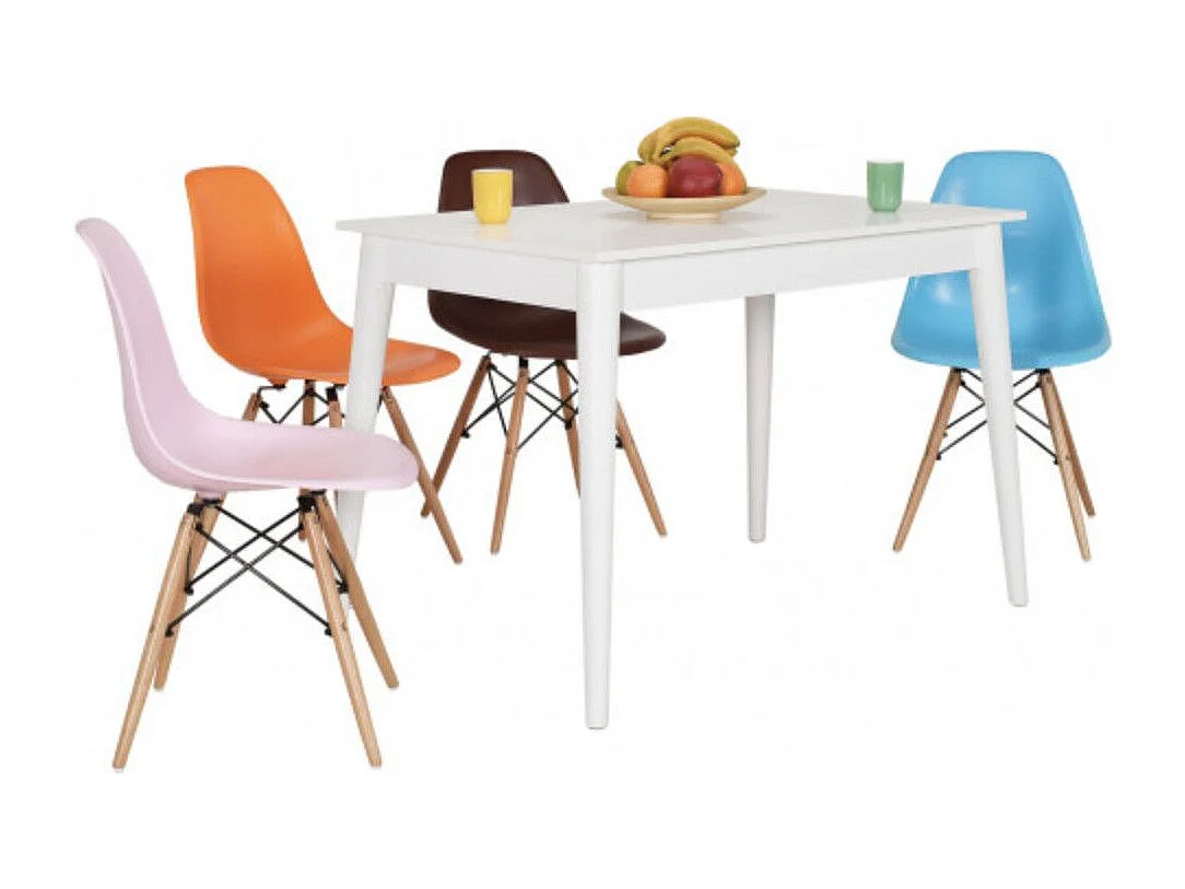 Table de cuisine blanche 6 places Kouby 110cm