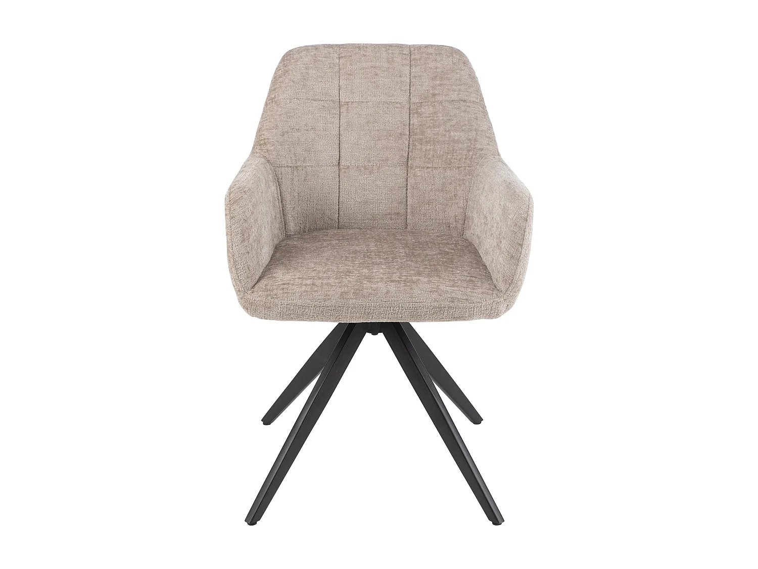Chaise avec accoudoirs LOUNA – Tissu doux et pieds acier noir-Taupe