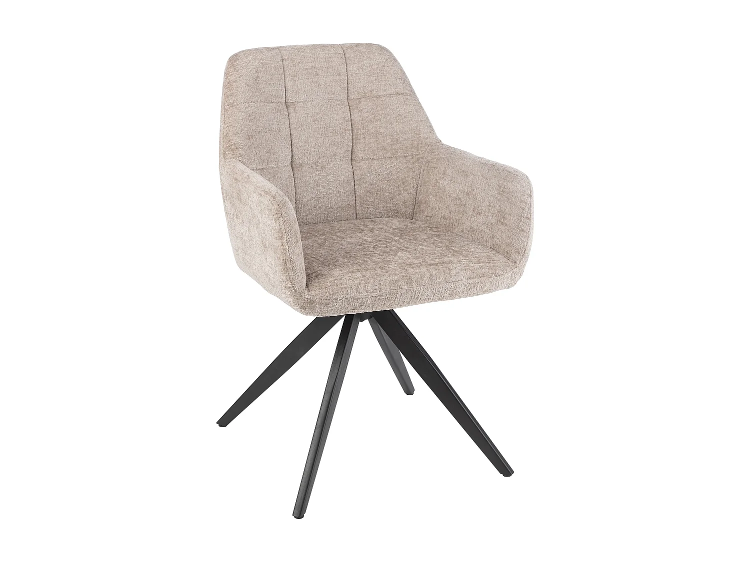 Chaise avec accoudoirs LOUNA – Tissu doux et pieds acier noir-Taupe
