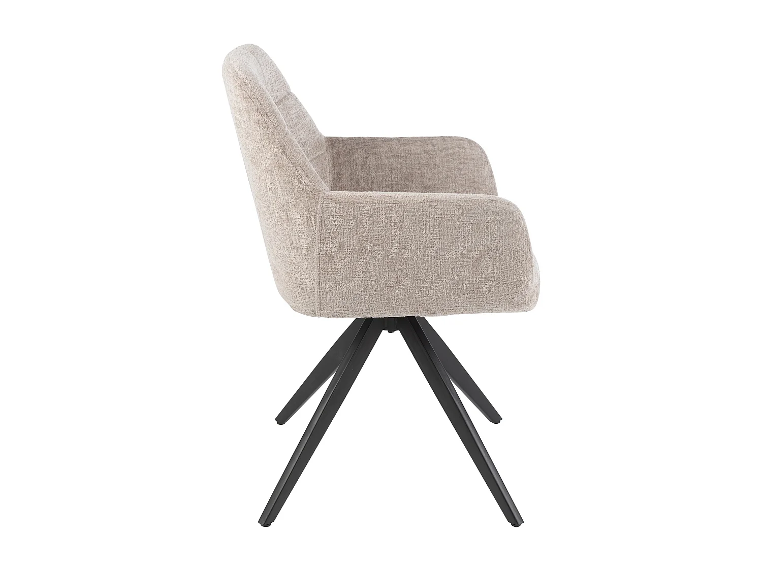 Chaise avec accoudoirs LOUNA – Tissu doux et pieds acier noir-Taupe