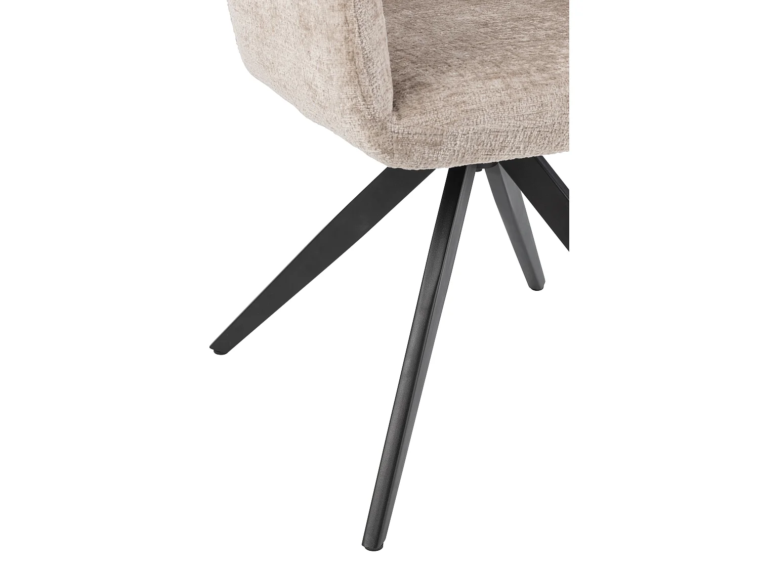 Chaise avec accoudoirs LOUNA – Tissu doux et pieds acier noir-Taupe