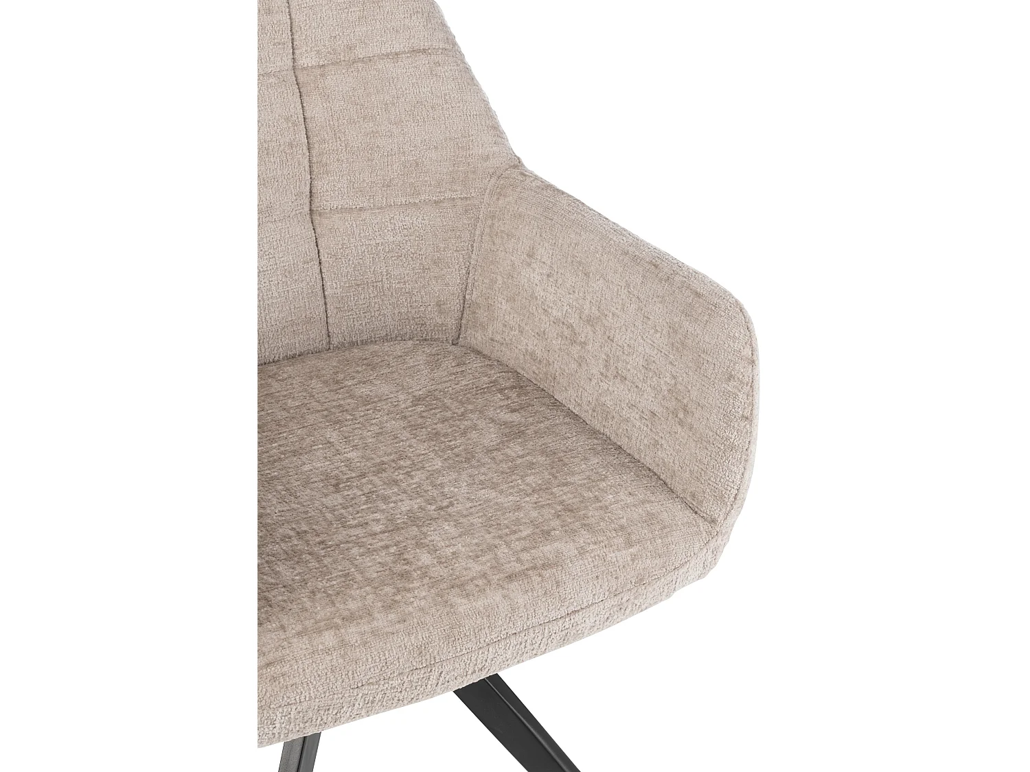 Chaise avec accoudoirs LOUNA – Tissu doux et pieds acier noir-Taupe