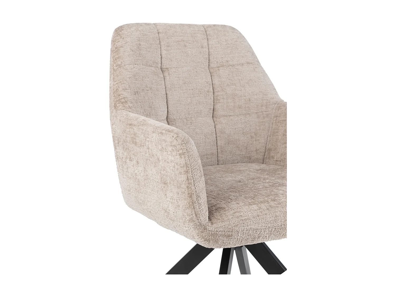 Chaise avec accoudoirs LOUNA – Tissu doux et pieds acier noir-Taupe