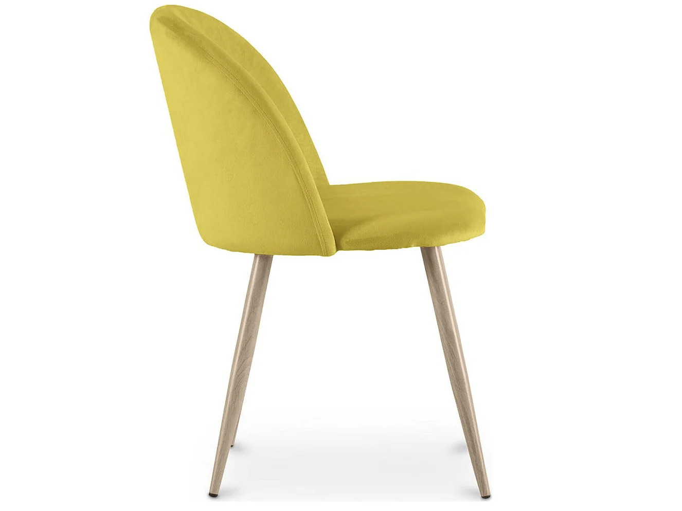 Silla BOMANE, estilo escandinavo - Asiento de terciopelo y patas de metal efecto madera clara-Amarillo