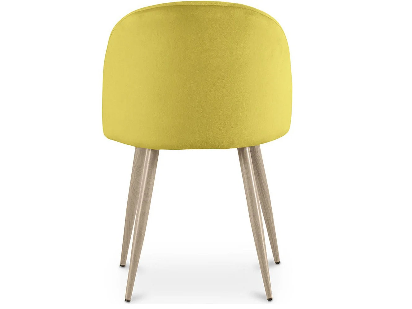 Silla BOMANE, estilo escandinavo - Asiento de terciopelo y patas de metal efecto madera clara-Amarillo