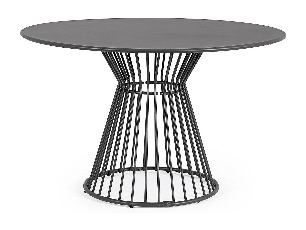 Table ronde en acier mate KEVIN 120cm – Intérieur et extérieur-Gris anthracite