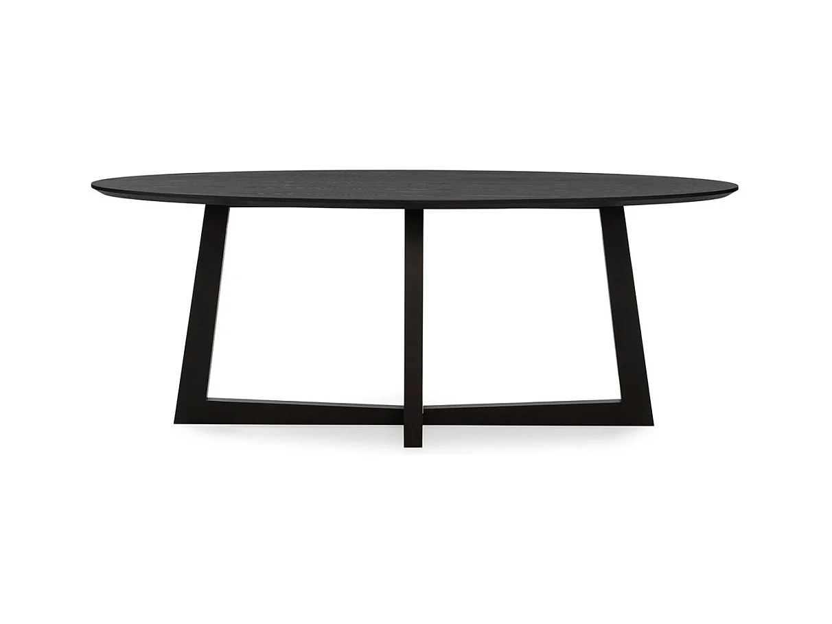 Table de salle à manger ovale placage chêne LUVIO 200cm-Noir