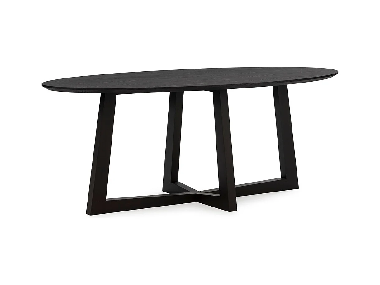 Table de salle à manger ovale placage chêne LUVIO 200cm-Noir
