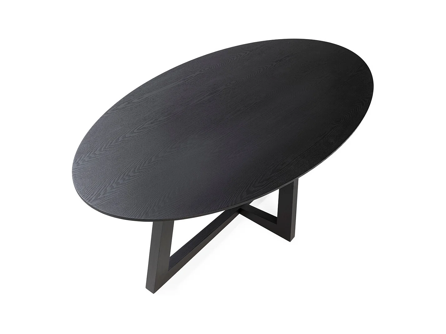 Table de salle à manger ovale placage chêne LUVIO 200cm-Noir