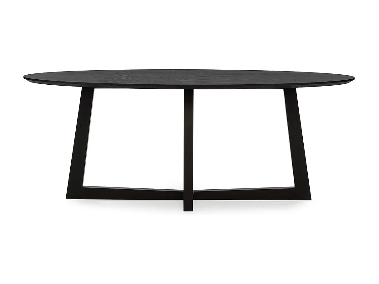 Table de salle à manger ovale placage chêne LUVIO 200cm-Noir
