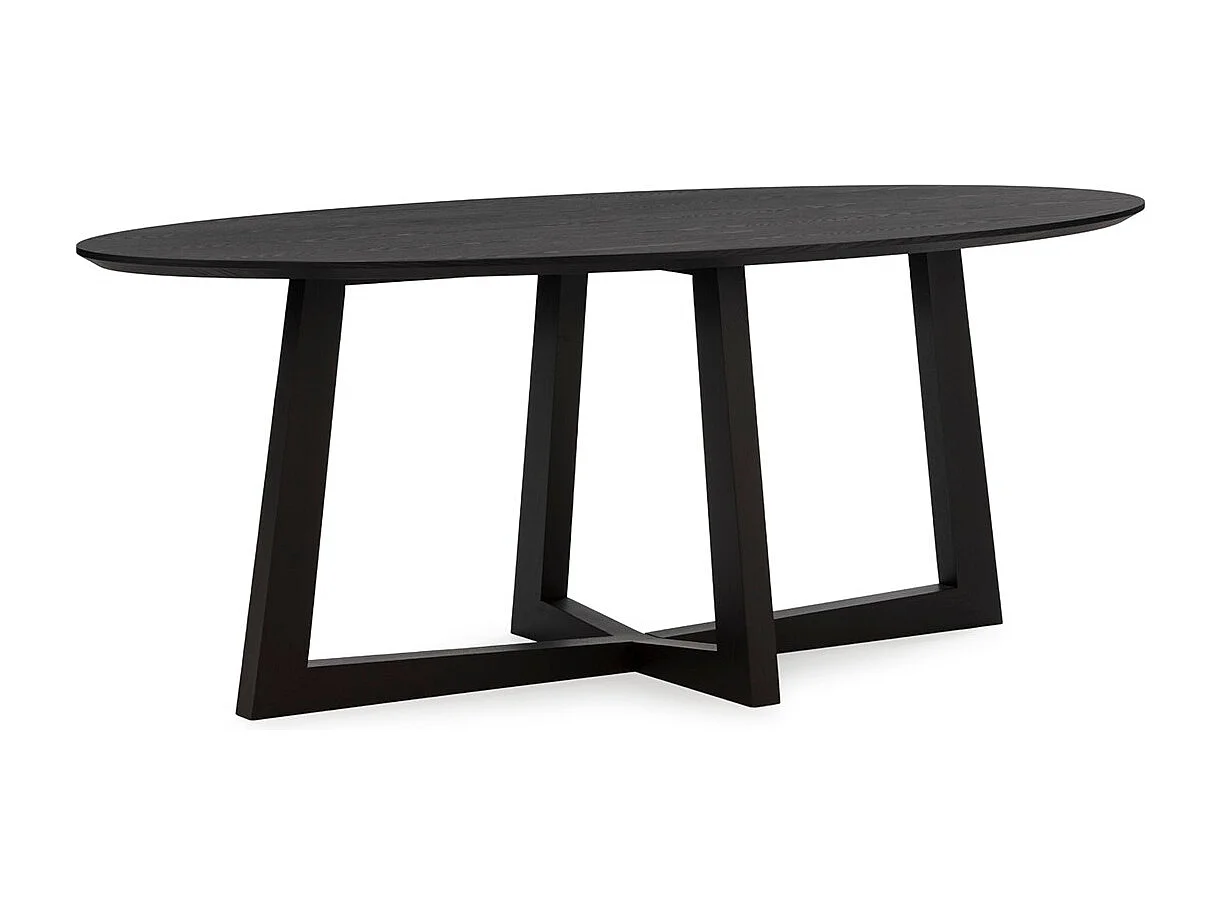Table de salle à manger ovale placage chêne LUVIO 200cm-Noir